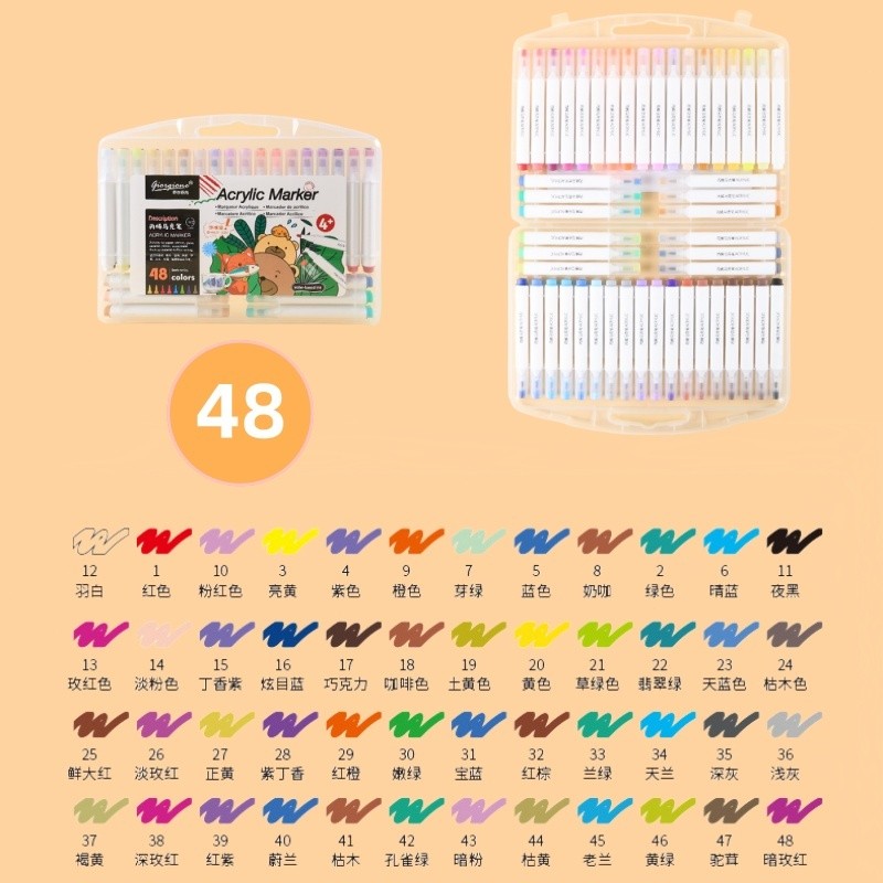

Ay00! CODGiorgione Acrylic Markers Set Spidol 12/24/36/48 Warnas