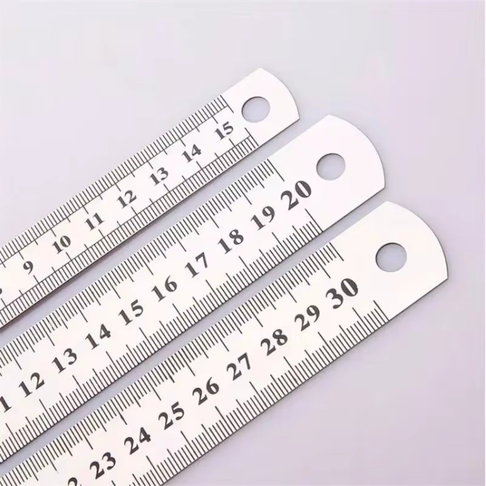 

15-30 Cm Double Side Scale Stainless Steel Straight Ruler Measuring Tool for Students School Stationery Kids Gift