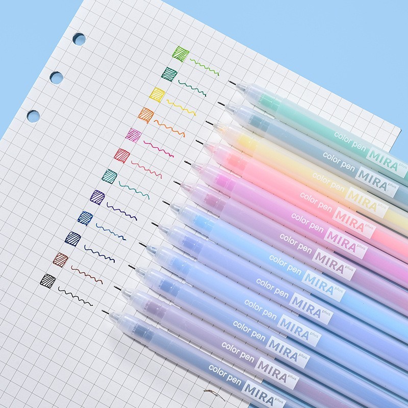 

12 Colors Gel Pen Refill Set Box Kawaii 0.5mm Candy Colors Ballpoint Pens Student Office Writing Pens School Stationery
