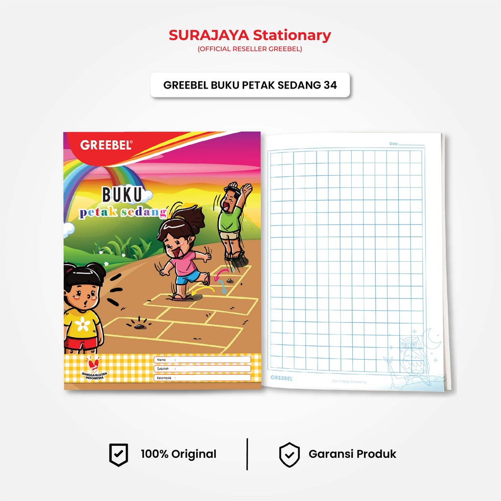 

Buku Petak Sedang Greebel A5 34 Lembar / Buku Kotak Kotak / Buku Anak Sekolah