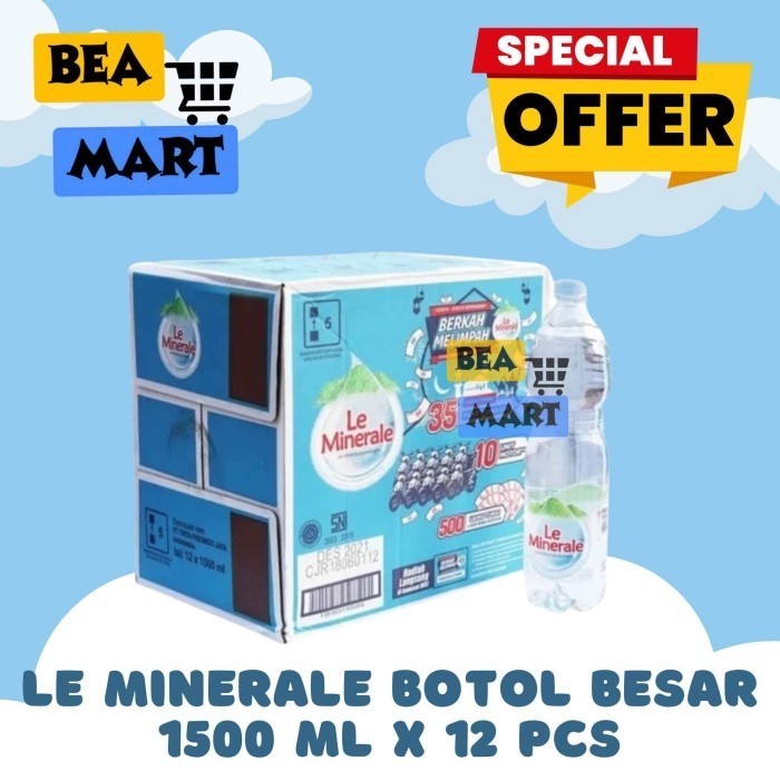 

Le Mineral 1500ml x 12 Pcs | Le Minerale Air Besar 1500 ml Instant