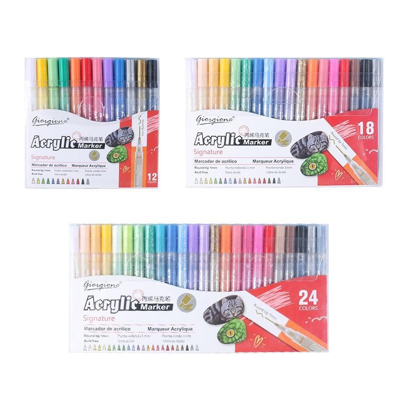 

BOBOMART Giorgione Acrylic Marker G-MK1105 Pen Set Spidol mewarnai 12,1824,36,60 Warna