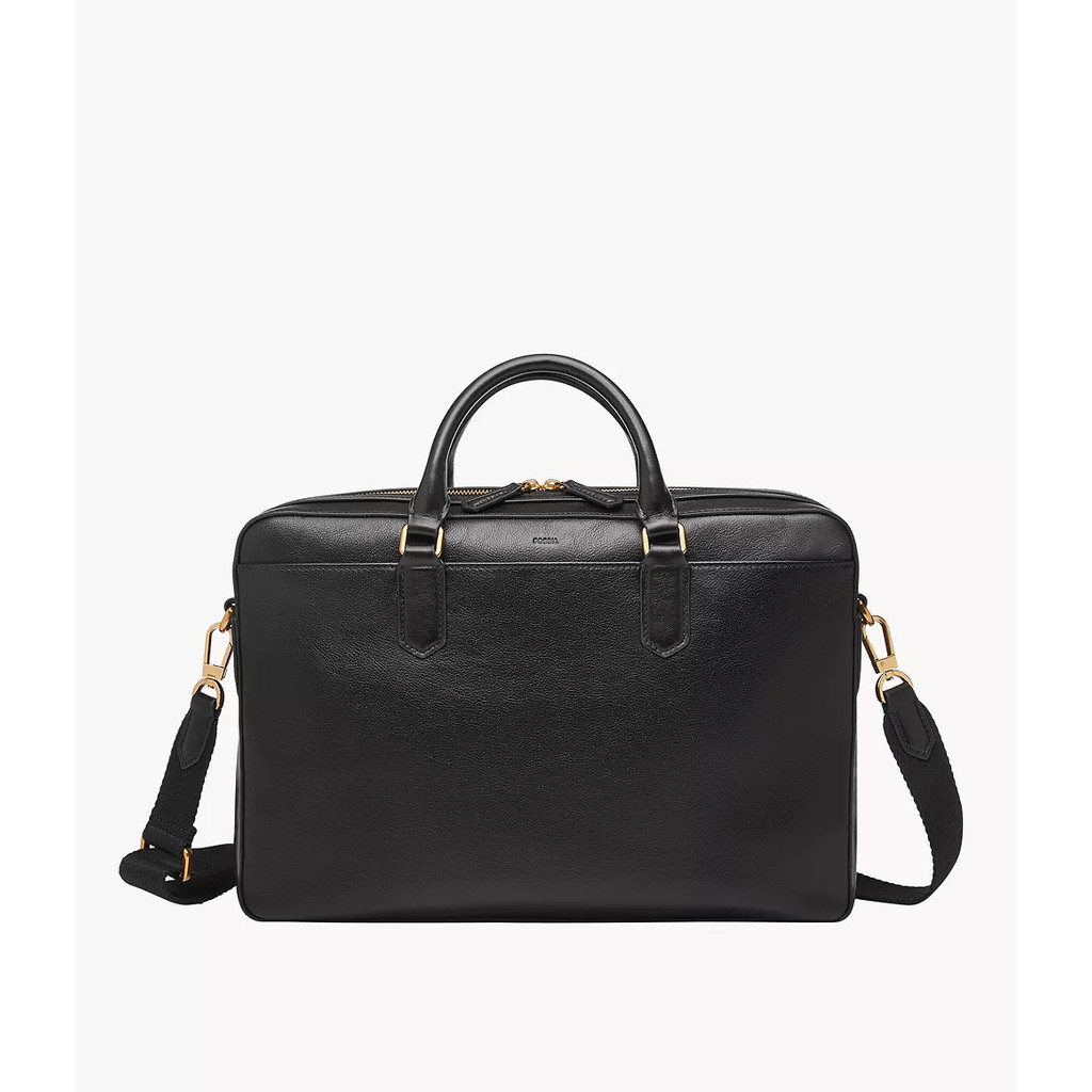 Fossil Asher Leather Briefcase Black Tas Pria MBG9614-001