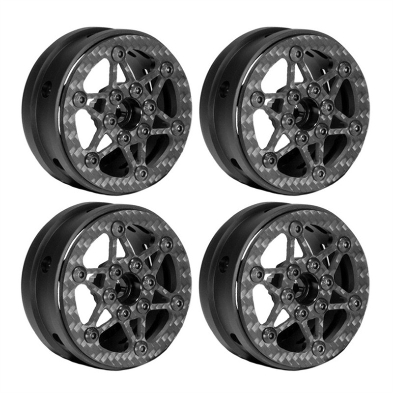 4Pcs Carbon Fiber 1.9inch Beadlock Wheel Rim Hub for 1/10 RC Crawler Car Axial SCX10 Traxxas TRX4 RC