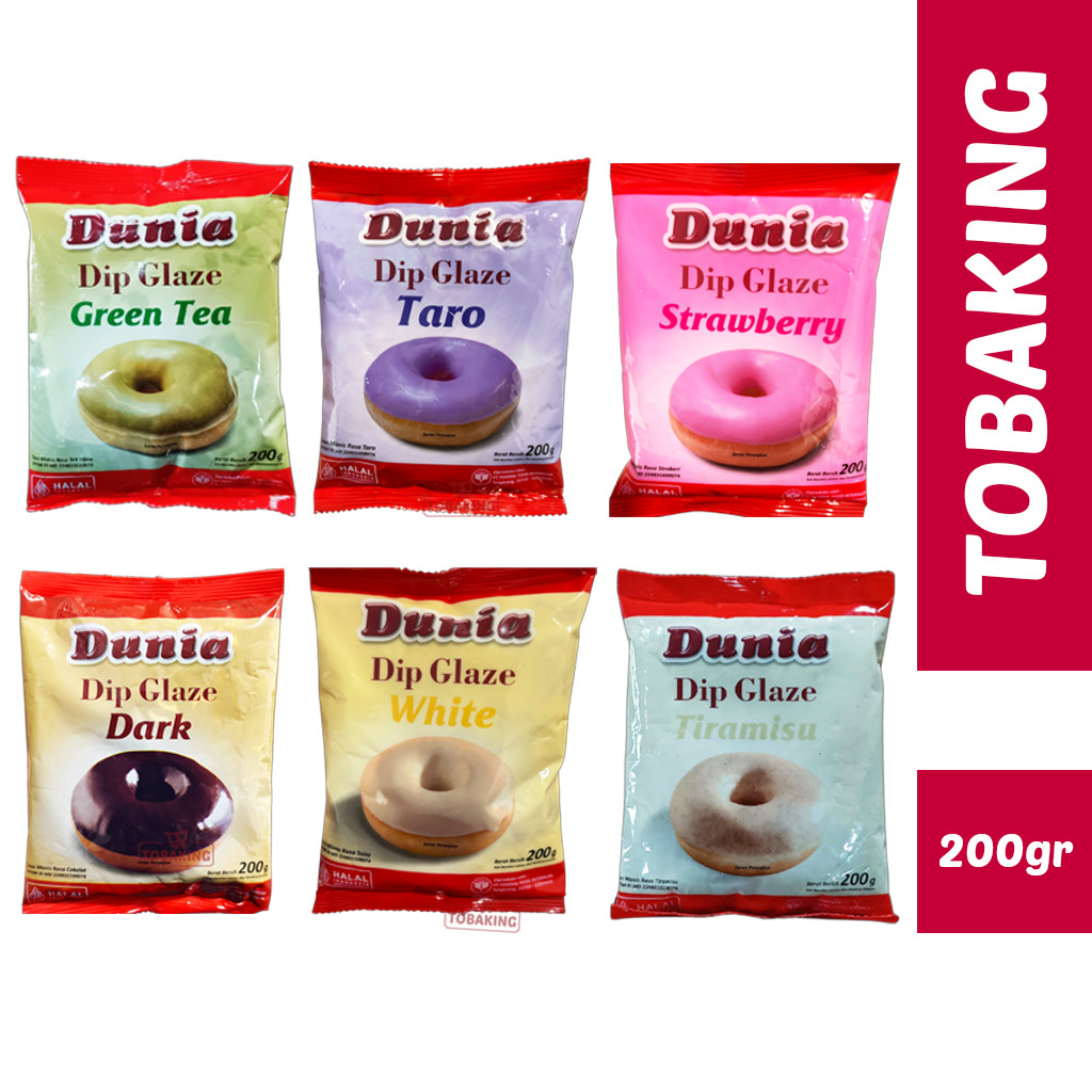 

Dunia Dip Glaze 200gr Topping Donut Dark Strawberry Taro Tiramisu Green Tea HALAL