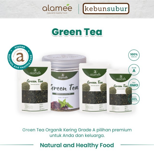 

ALAMEE Teh Hijau Green Tea Organic Kering Organik Greentea Minuman Herbal Premium kebunsubur