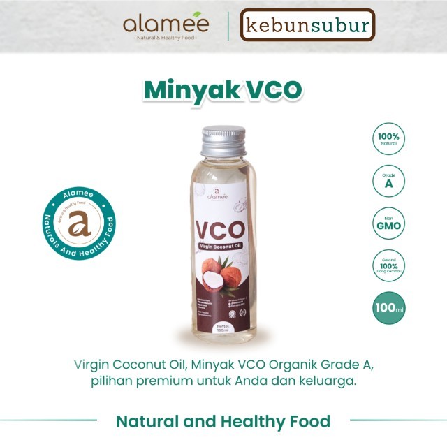 

ALAMEE Minyak Kelapa Murni Extra Virgin Coconut Oil VCO Asli Dapat Diminum Organik Masak Minum 100ml Kebunsubur