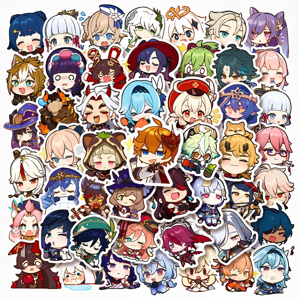 

50PCS Anime Kawaii Genshin Impact Stickers for Laptop Suitcase Stationery Helmet Decal