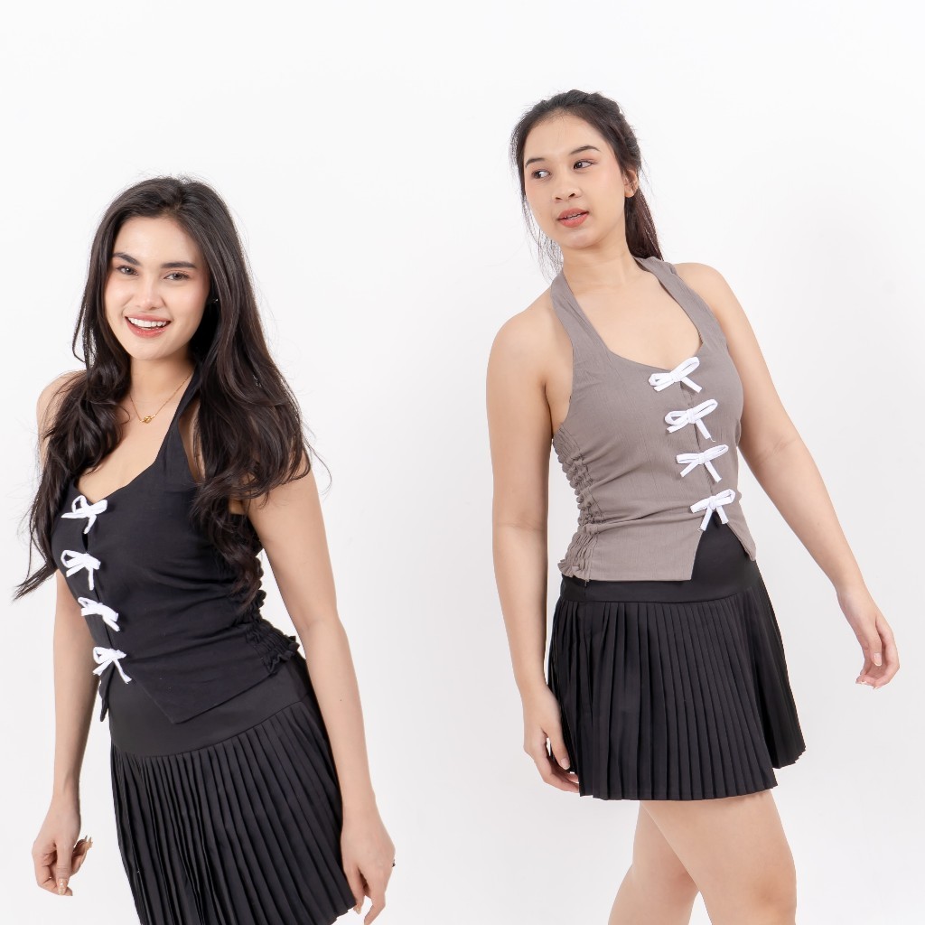 [GURLBUCKET] Fraya Ribbon  Top / Atasan / Top Linen ''Pakaian Wanita''