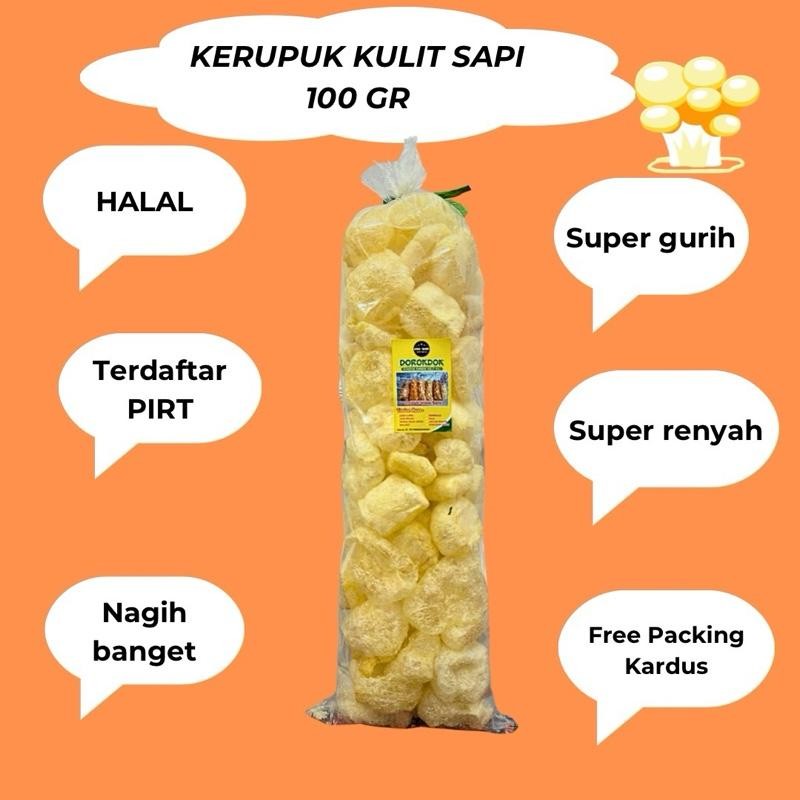 

100gr Kerupuk kulit sapi rambak sapi asli halal gurih asin pedas