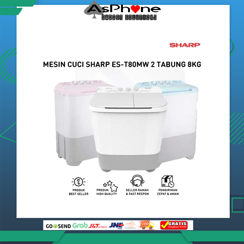 Mesin Cuci Sharp 2 Tabung Tipe ES-T68MW Garansi resmi Lampung Khusus Bandar Lampung 68mw