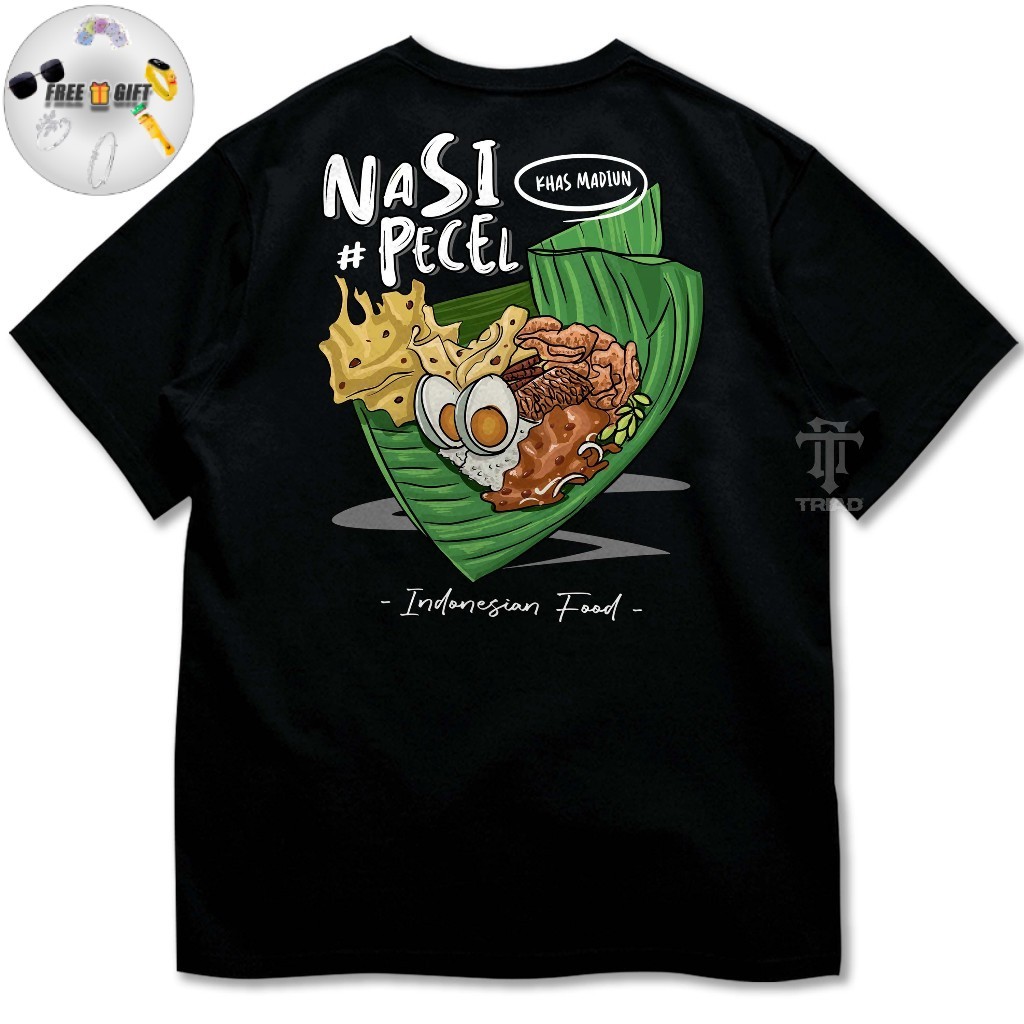 [ FREE GIFT ] Kaos NASI PECEL MADIUN - Baju Parody Logo Brand Merk - T Shirt Nyaman - Unisex - 24s -