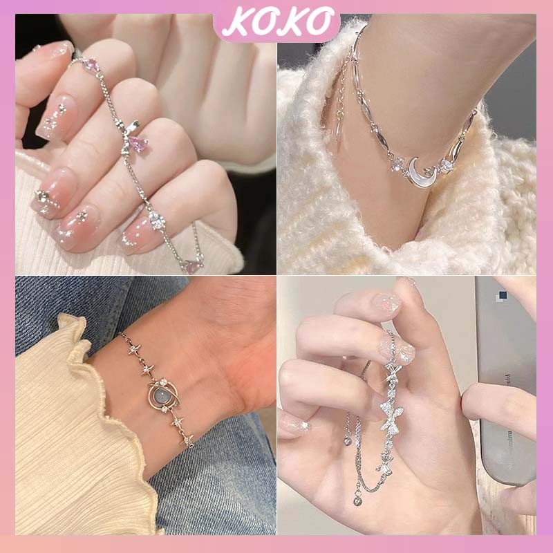 Gelang Titanium Wanita Anti Karat Elegan Fairy Berlian Dasi Kupu-kupu Aesthetic Korea Aksesoris Cant