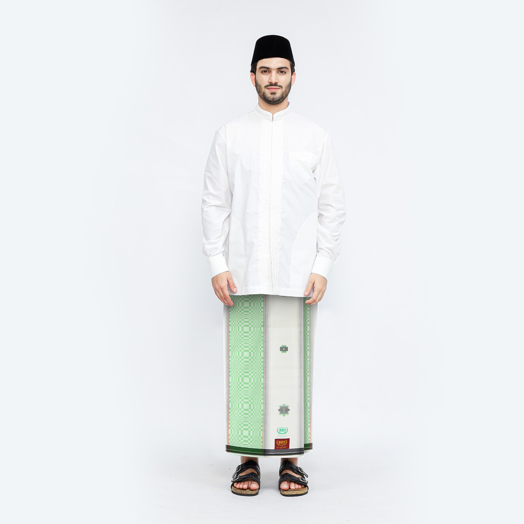 Sarung BHS Excellent Gold Motif E52 SSQ Warna Putih Hijau
