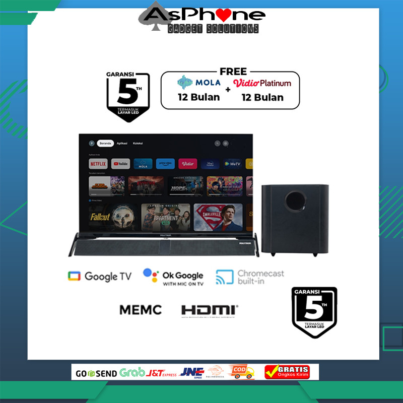 TV Polytron 43in Android TV sound Bar 43BG9953 Garansi resmi - BANDAR LAMPUNG GARANSI RESMI