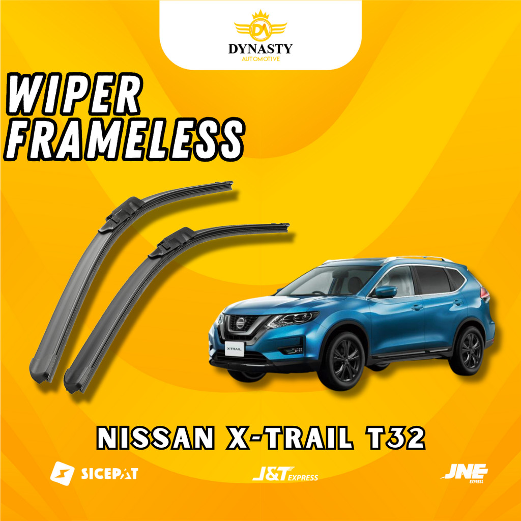 1 SET (2 PCS) Wiper - Nissan X-Trail Xtrail T32 - Model Frameless Tanpa Rangka Besi Sapuan Kaca Wipe