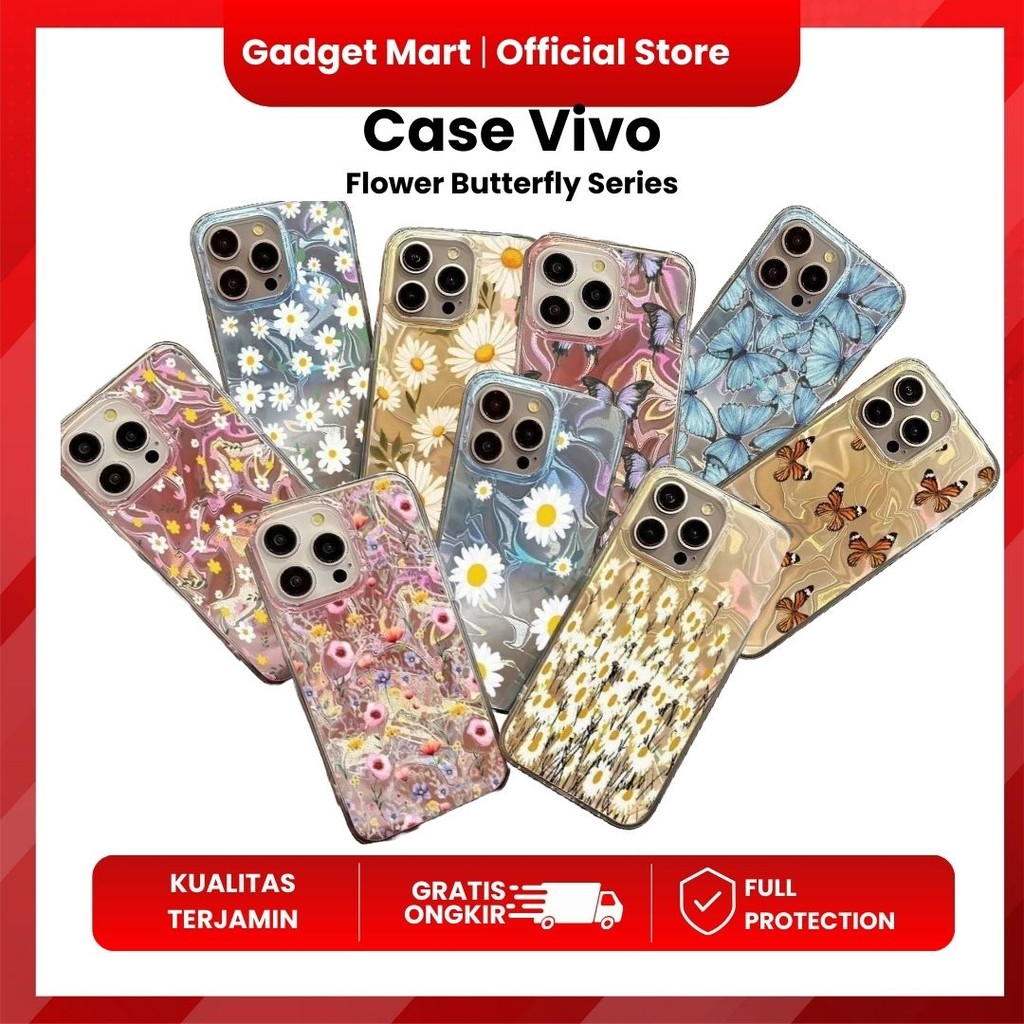CASE VIVO V40 LITE Y02 Y12/Y15/Y17 Y17S Y19S Y20/Y12S MOTIF FLOWER BUTTERFLY