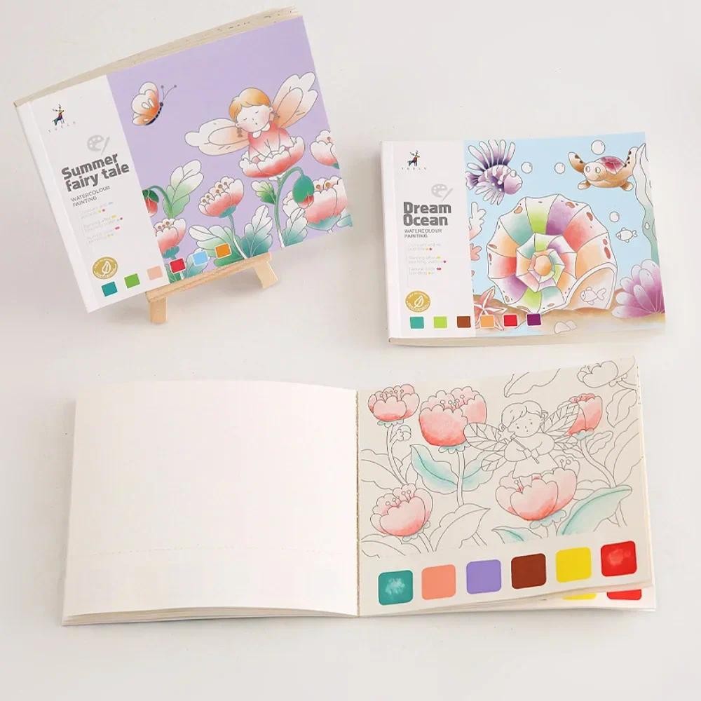 

20Sheets Creative Watercolor Painting Book for Kids Fairy Tale Animal Flowers Gouache Graffiti Drawing Picture Children DIY Toys