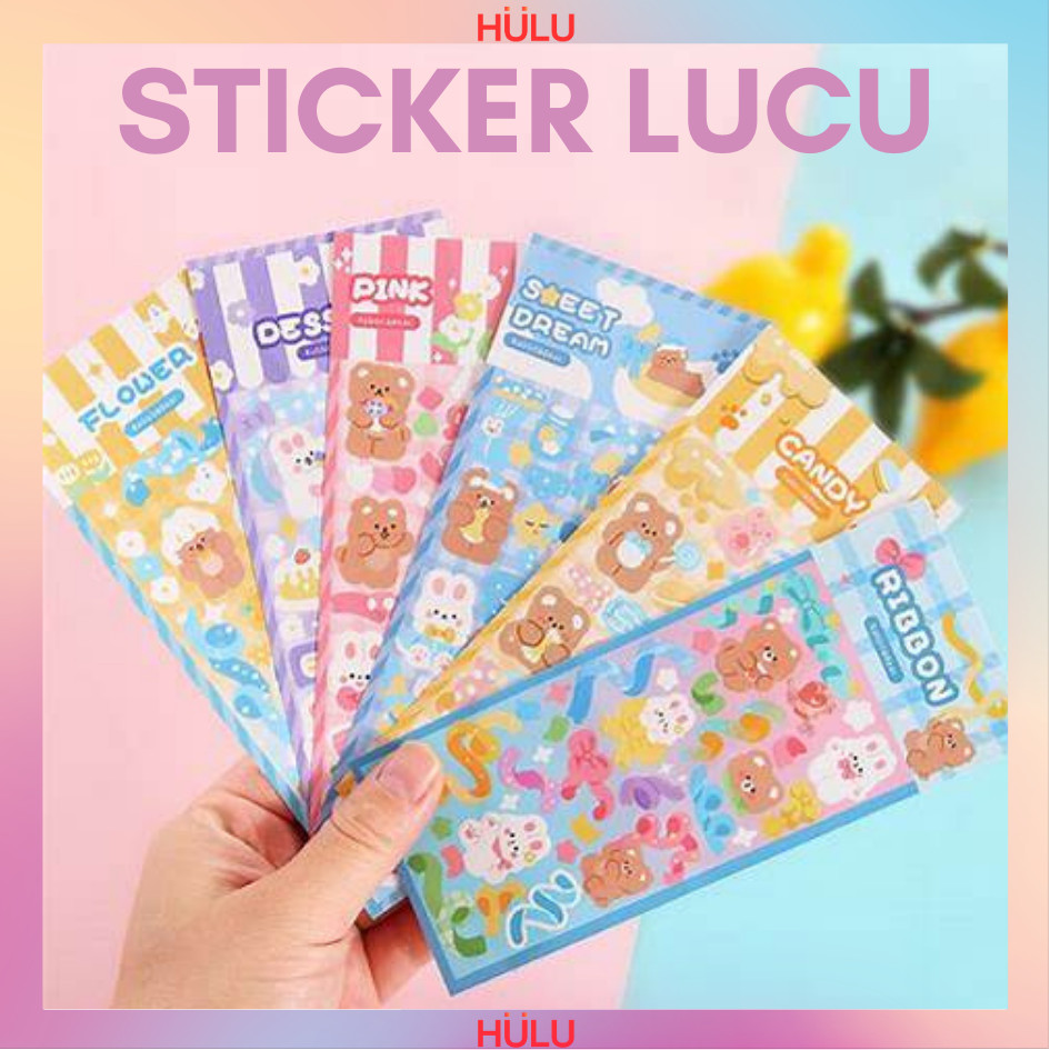 

Sticker Waterproof Kartun Bear Rabbit Hologram Korea / Stiker Motif Anti Air Cute Decoration / Stiker Beruang Kelinci Murah Bagus