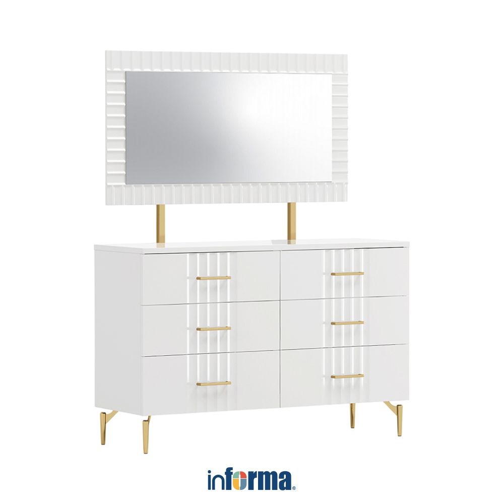Informa Willem I I Meja Rias Dengan Cermin - Putih Makeup Dresser Vanity Table Furnitur Rumah Meja D