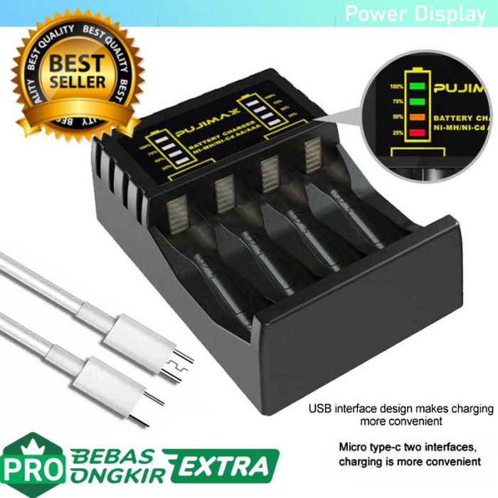 Aat Charger Baterai AA dan AAA Rechargeabe 4 Sot Isi Uang CD - Non Indikator