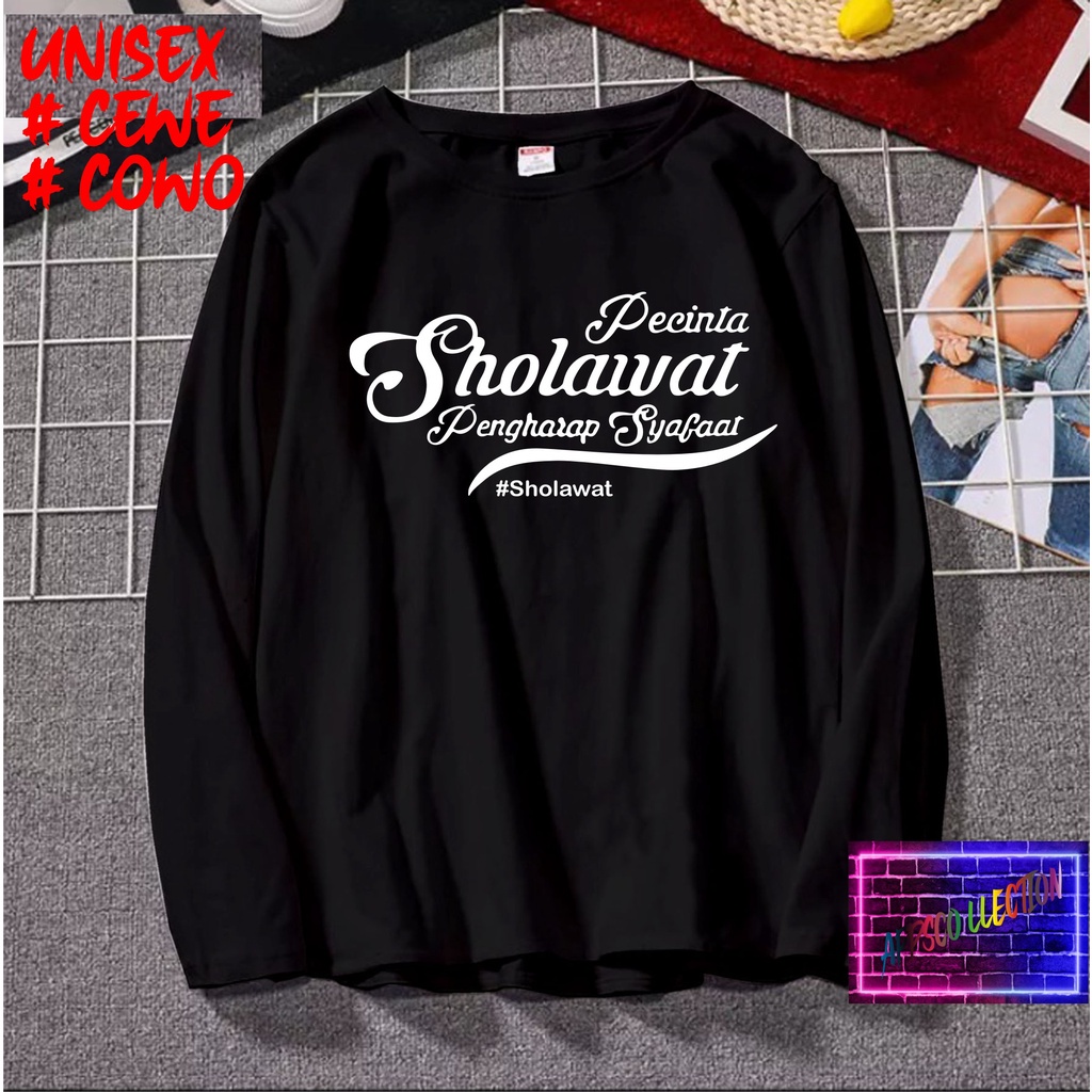Indo 1 KAOS PECINTA SHOLAWAT LENGAN PJG/KAOS TULISAN/KAOS HIT/KAOS SANTRI KEKINIAN/KAOS DAKWAH PAKAI