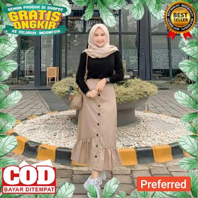 PRODUK PALING LARIS /Rok wanita kekinian/Rok rempel panjang/Rok sasa skirt Murah
