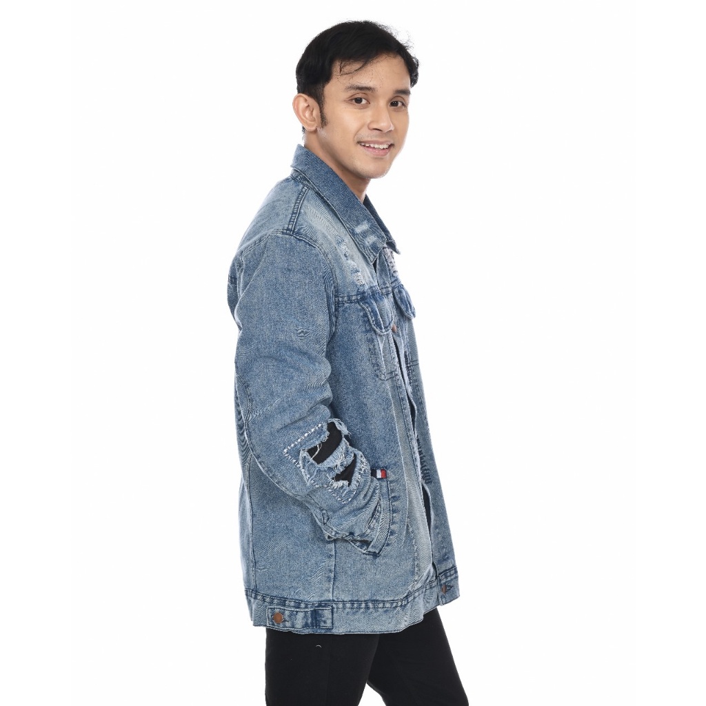 Dhozen Jaket Jeans Pria Denim Biowash A459