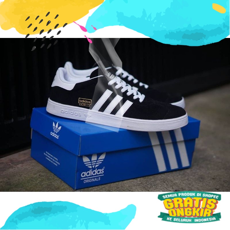 Sepatu Sekolah Sneakers Adidas Gazelle Hitam Putih Pria Wanita SMP SMA Kuliah/Orange