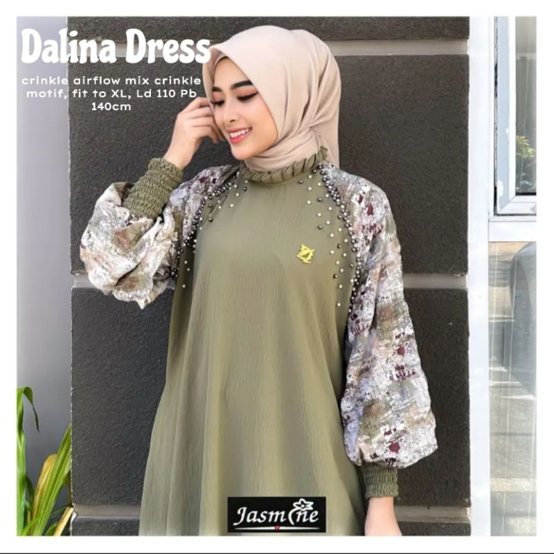 SC Dalina dress maxy  gamis wanita tangan balon dress payet Ada size JUMBO