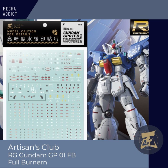 Water Slide Decal RG Gundam GP 01 FB Full Burnern by Artisan's club