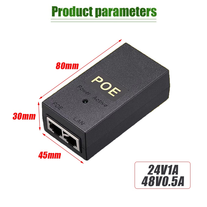 Power Over Ethernet Adaptor Poe 24V/48V 1A Poe Injector