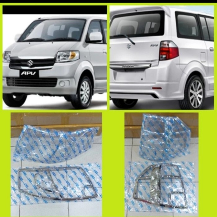 paket garnish list cover lampu depan belakang Chrome APV ARENA Aksesoris mobil