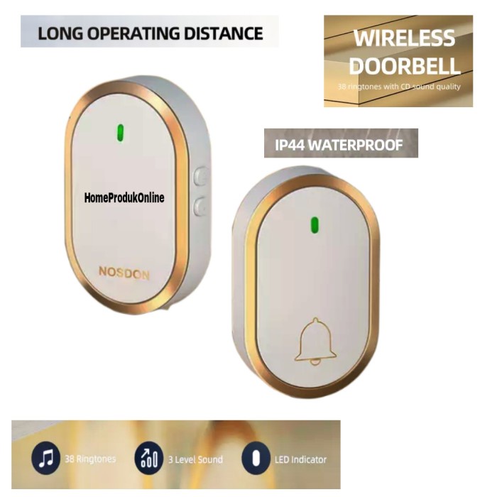 Bel Pintu Rumah Tanpa Kabel Jarak Jauh Door Bell Wireless