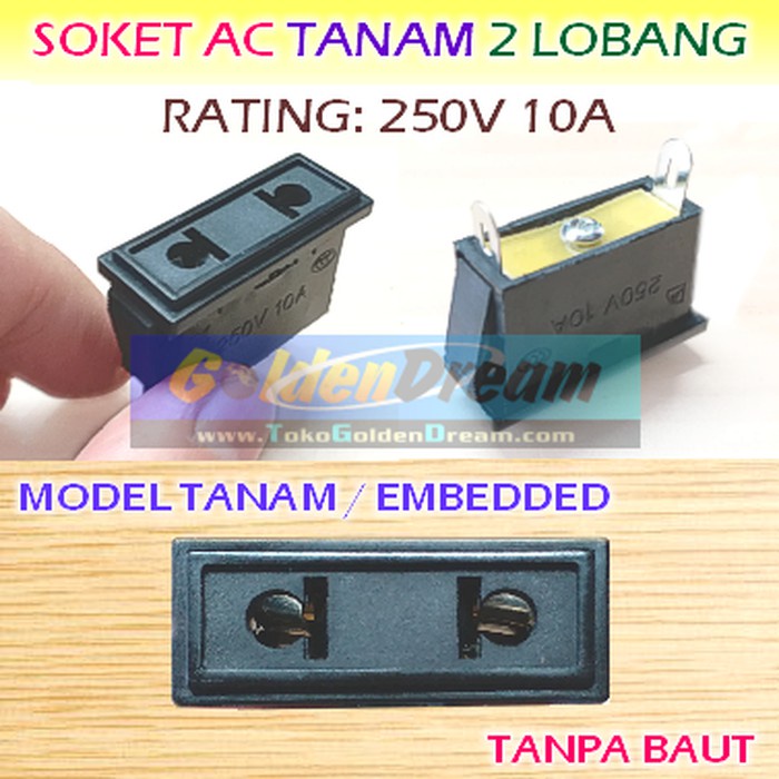 Soket AC Tanam 2 Lobang Embedded Steker Kontra Contra Power Outlet Cok