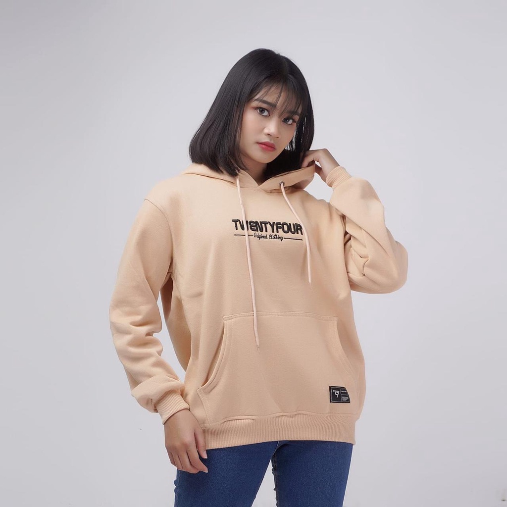 Twentyfour Hoodie Jumper Latte Unisex Pria Wanita Premium Hodie Bordir Timbul 3D Basic Katun Sweater