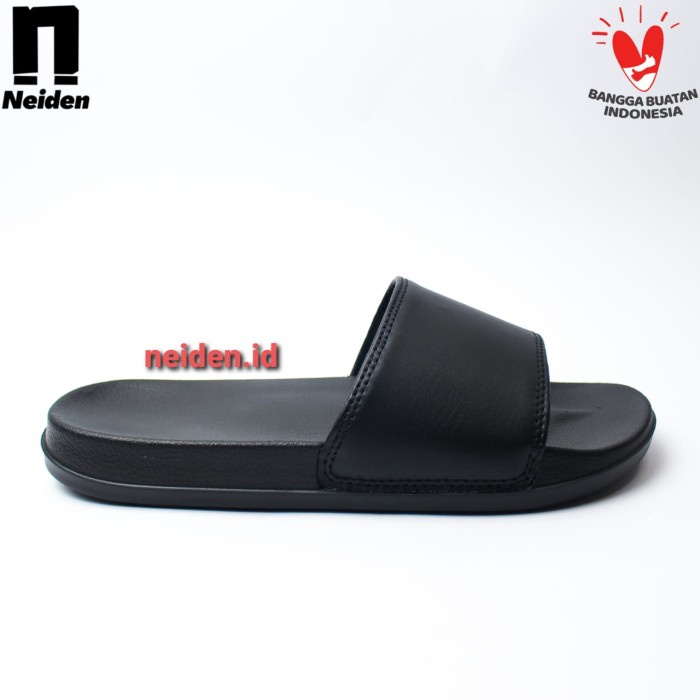 DRB Sandal Slip On/Slide/Flip Flop Polos Putih - Pria Wanita - Polosan Hitam, 36