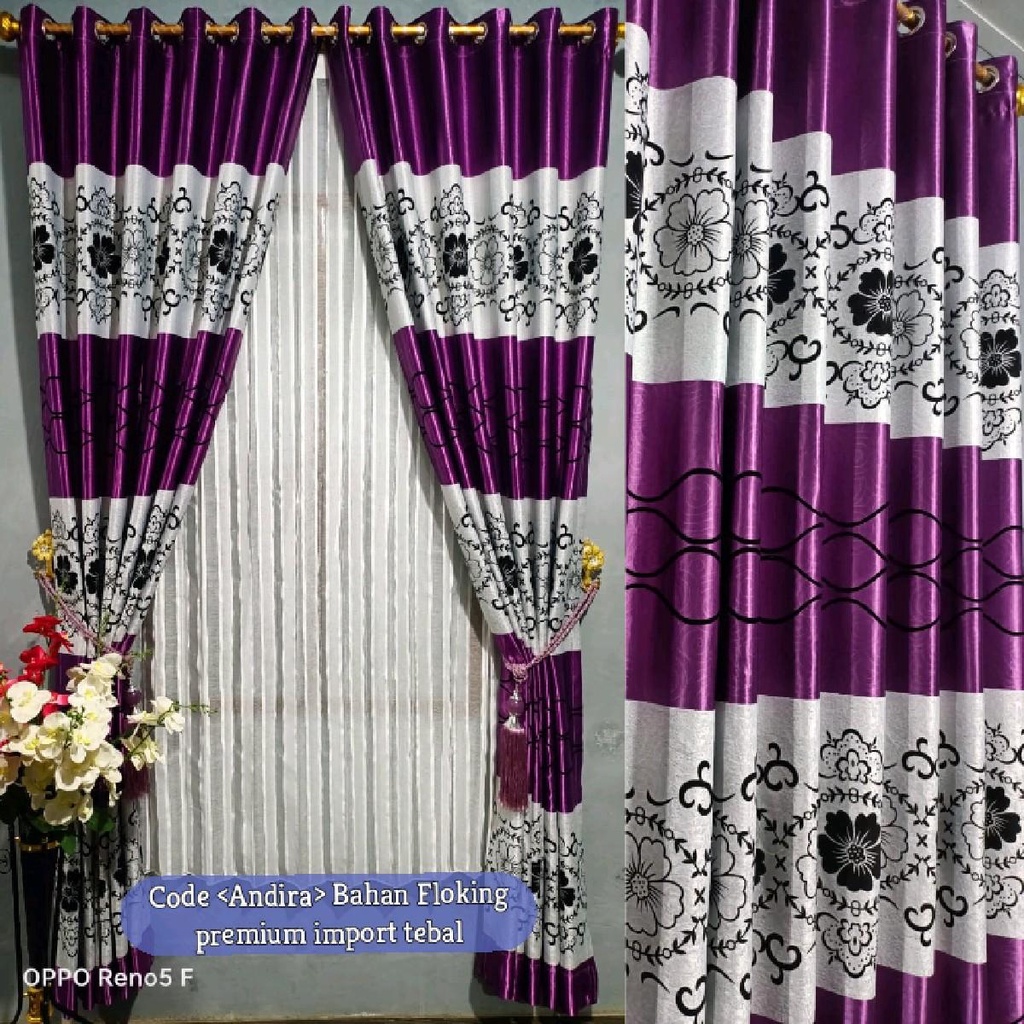 Gorden minimalis Floking/Gorden smokring jendela pintu Kamar Tidur Modern