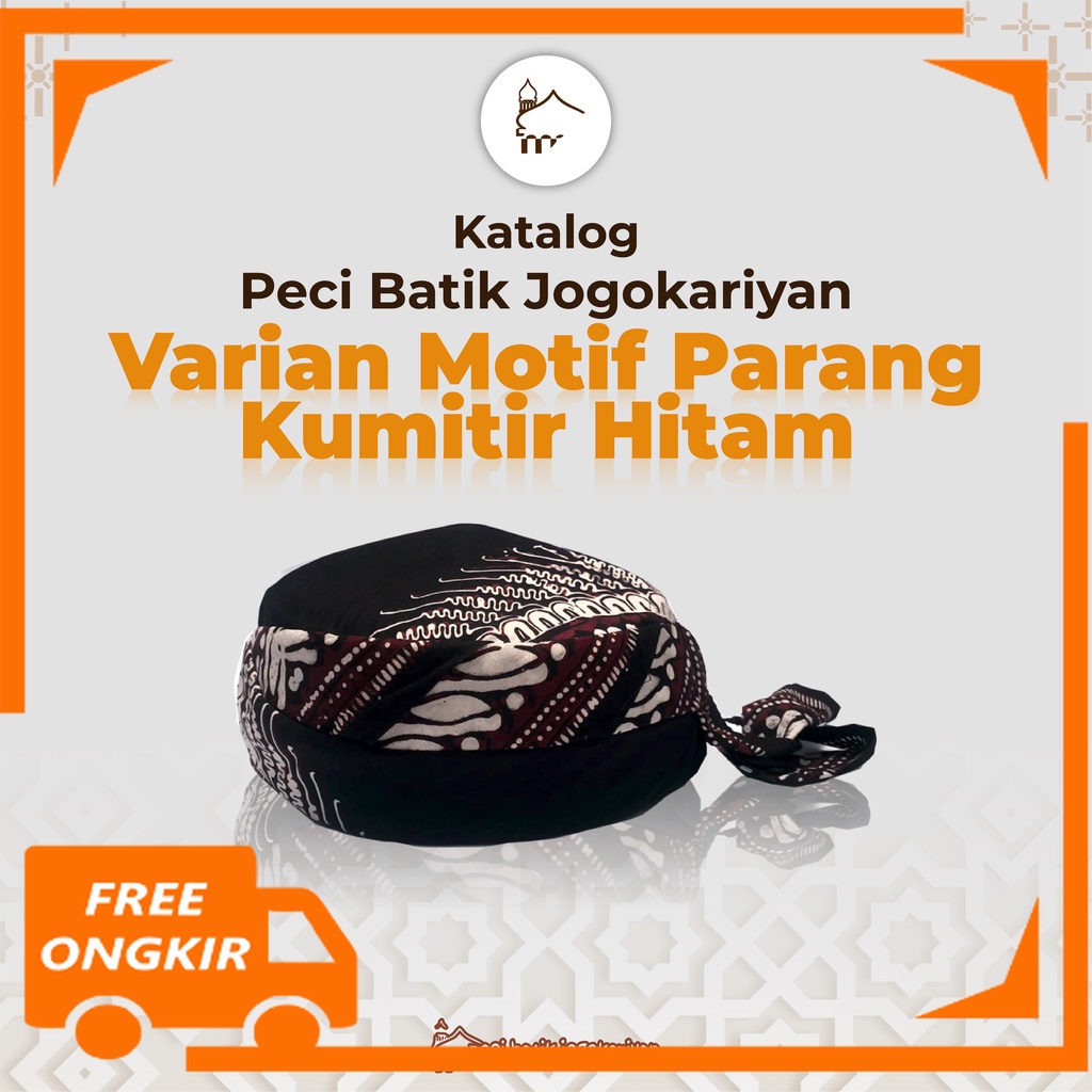 Peci Batik Jogokariyan Jogokaryan Jogja Motif Parang Kumitir Hitam
