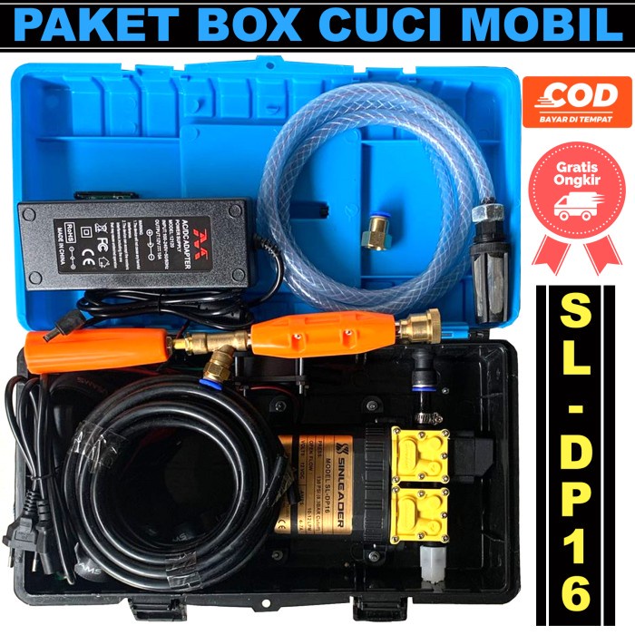 Paket Box cuci motor dan mobil dual pump sinleader Selang 10M Lengkap