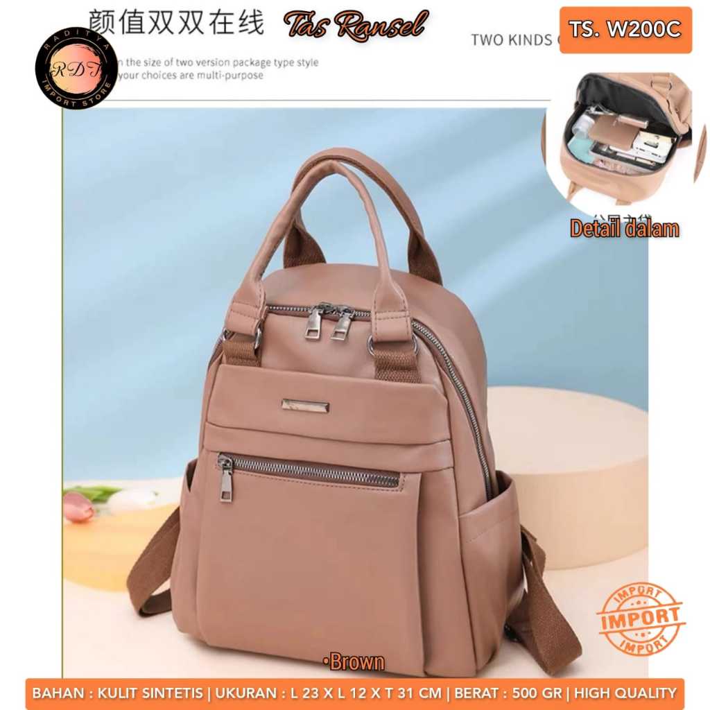 TAS RANSEL WANITA W200 C IMPORT BY ORI RDT cantik