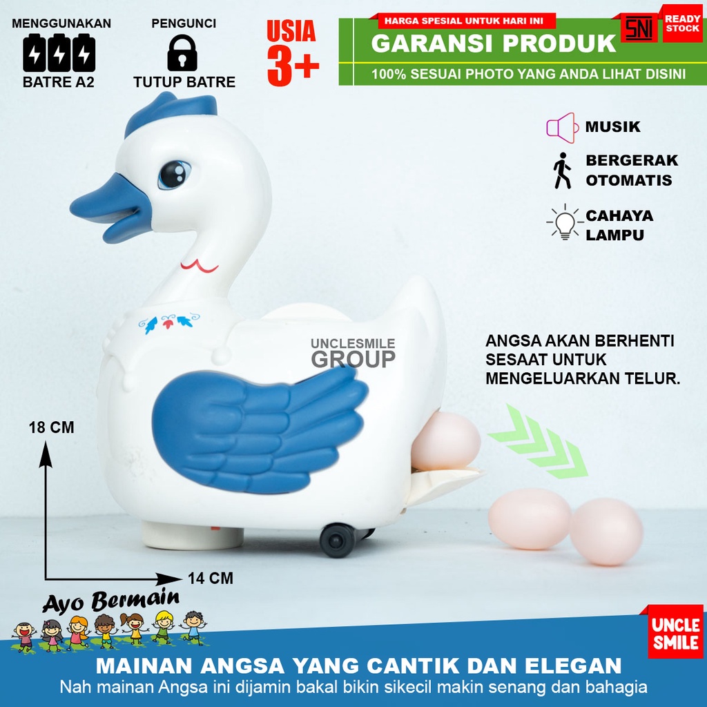 Mainan Angsa elektronik bisa bertelur desain elegan dan lucu