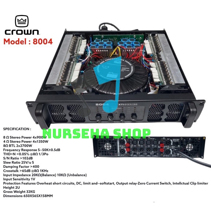 Power Amplifier Crown8004 4Ch Ampli 800 Watt Crowm 8004 original new