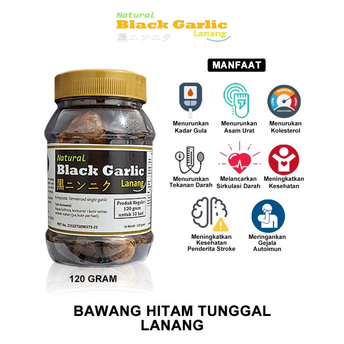 

[New] Black Garlic Lanang Natural Regular 120gr Bawang Putih Hitam Tunggal - BPPT Reg 120gr