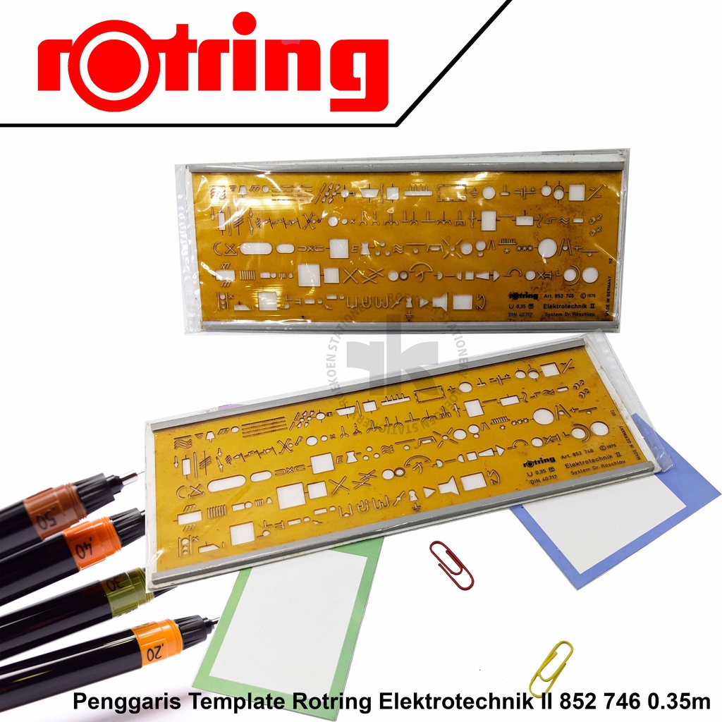 

Rotring Penggaris Template / Sablon Elektrotechnik II 852 746 0.35m DIN 40717