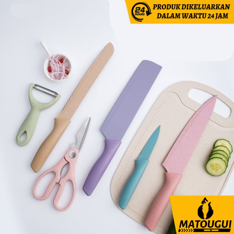11,11 BIGSALE (LLV) MATOUGUI PISAU SULTAN SET KERAMIK 6 IN 1 ANEKA WARNA / PISAU SET 6 IN 1PISAU