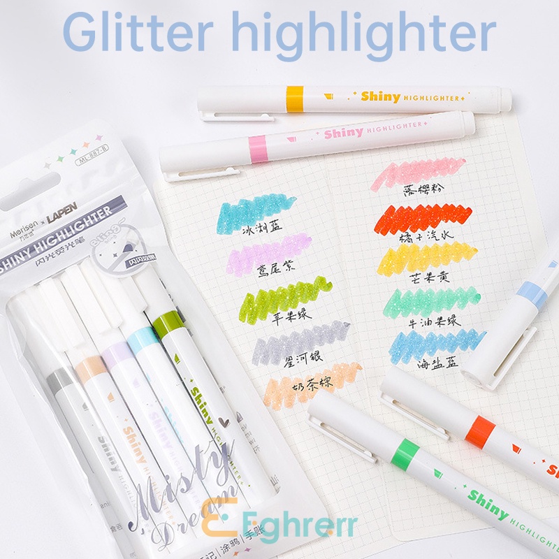 

✨EG-5 PCS Pena Penyorot Glitter SpidolStabilo Set /Spidol Warna Warni 5 pcs School Supplies Buku Besar Tangan Siswa -Eghrerr