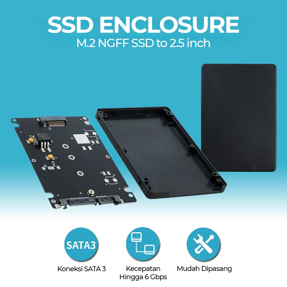 M.2 NGFF SSD to 2.5 Inch SATA Adapter Card Enclosure 7mm SSD Casing Case Adaptor Konverter B + M Sok