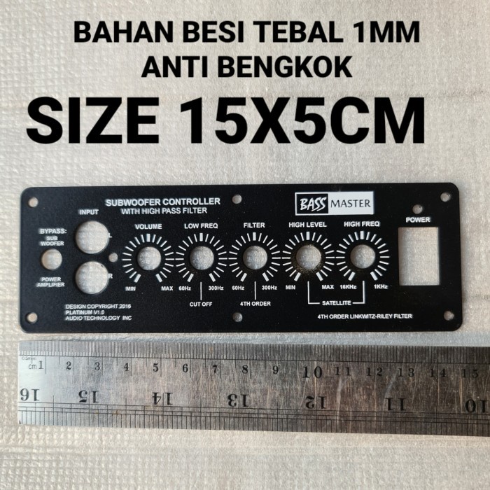 papan panel speaker aktif aktive active knop potensio power besi bagus - size 15x5cm GAP27