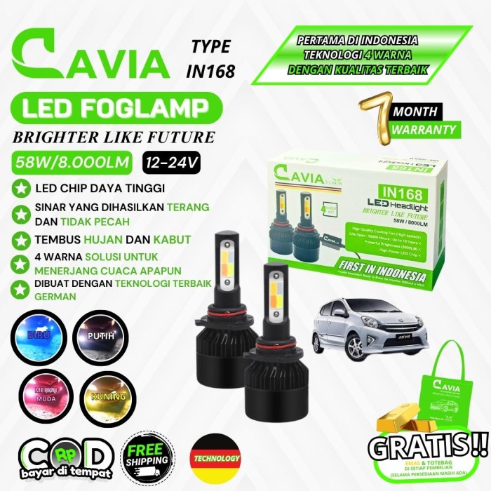 CAVIA-LAMPU LED FOGLAMP 4 WARNA TOYOTA AGYA TEMBUS KABUT & HUJAN